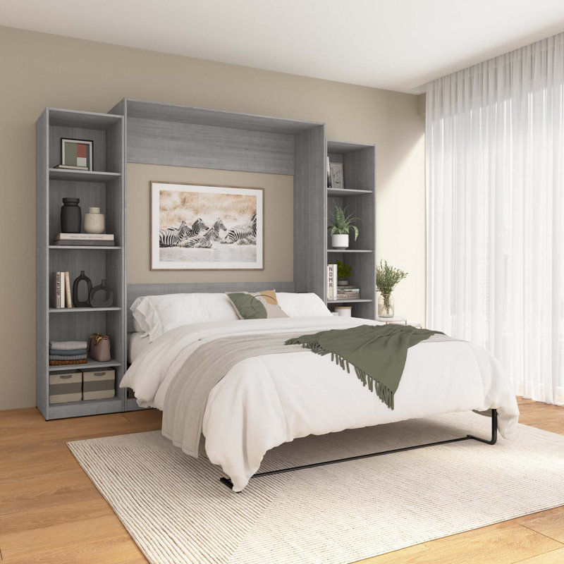 Lit escamotable Oneybrook, Gris platine, Grand