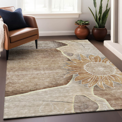 Tapis brun Prisco lavable à la machine de qualité supérieure