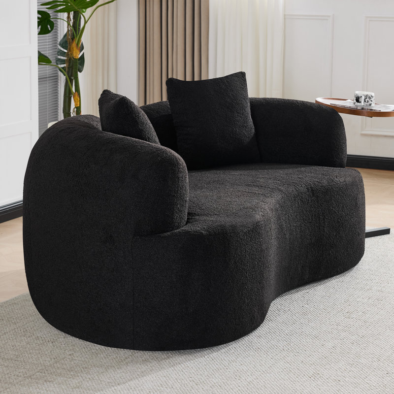 66,93 pouces, causeuse courbée à compression et éponge, tissu en velours, Noir