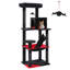 Arbre à chat gothique avec très grand hamac, tour à chat noire 45,7 po avec lit en cercueil, maisonnette pour chat, poteaux à griffes en sisal et perchoir supérieur, arbre à chat gothique à plusieurs niveaux, Halloween