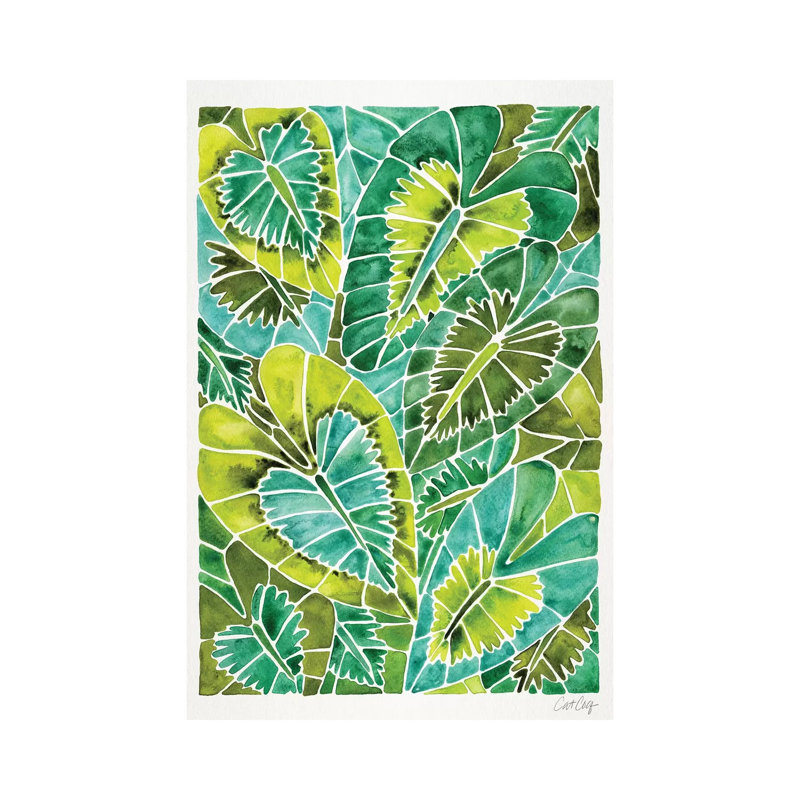 Strickler vert Schismatoglottis Calyptrata, H 12 po x l 8 po x P 0,75 po, Pas de tapis, Toile tendue