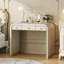 Bureau de coiffeuse classique en bois avec miroir rabattable, coiffeuse 3 en 1 avec 2 tiroirs et espace de rangement pour la chambre à coucher-229754552