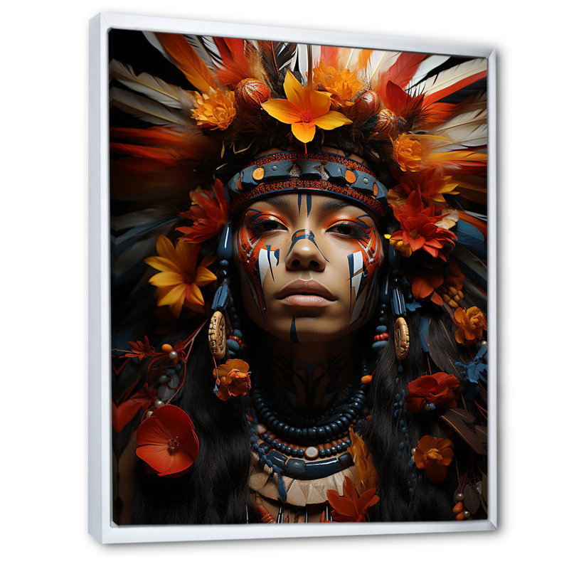 Yance orange amérindien Yance Essence IV, H 44 po x l 34 po x P 1,5 po, Cadre flottant blanc
