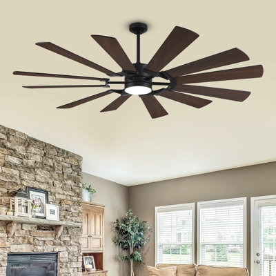 Ventilateur de plafond 62 po avec lumière, ventilateur de plafond moderne avec télécommande, pales à double finition, moteur à courant continu réversible à haut débit d'air, ventilateur silencieux à 6 vitesses, lumière DEL à 3 couleurs à intensité variable, pour le salon, la salle à manger, la grande salle et les hauts plafonds
