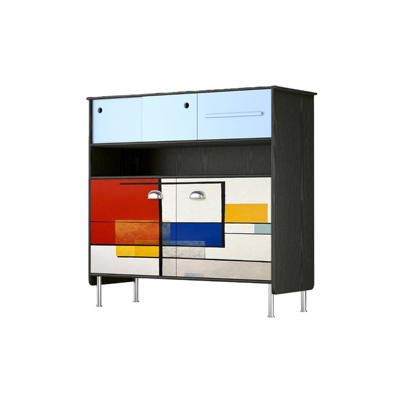 Armoire latérale de rangement multifonctionnelle, Noir / rouge / beige / jaune / bleu