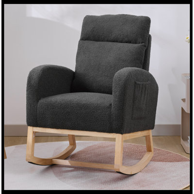 Modern Accent Rocking Chair Rocking Chair with Solid Wood Legs, Upholstered Nursery Glider Rocker -  George Oliver, 6E47E24559824A85AAE9F00AE7092EB5