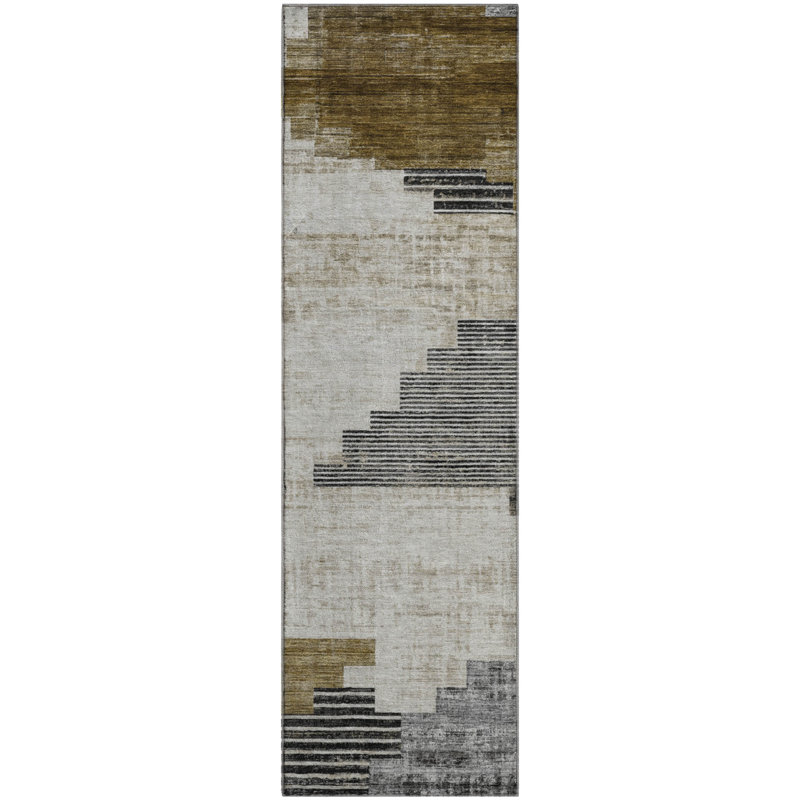 Premium Machine Washable Ashington AMF1829 Geometric Rug, Runner 2'3" x 7'6"