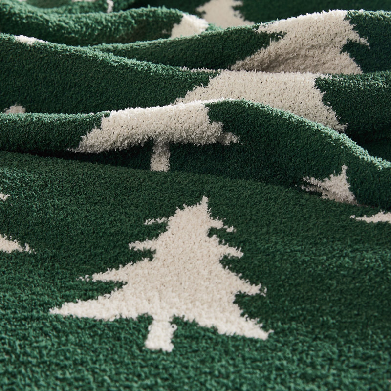 Truly Soft Cozy Evergreen Christmas Reversible Throw