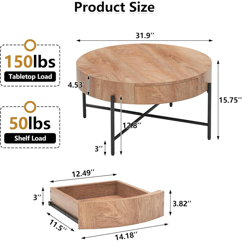 Table basse avec tiroirs, Brun