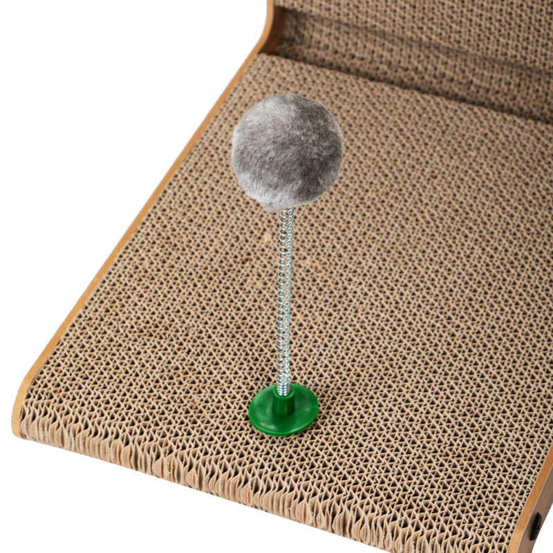 Grattoir pour chat brun - carton ondulé facile à monter avec cloche intégrée