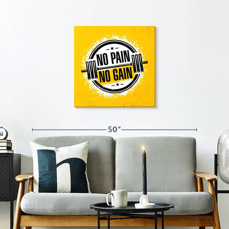 Tergel No Pain No Gain, typographie, H 24 po x l 24 po