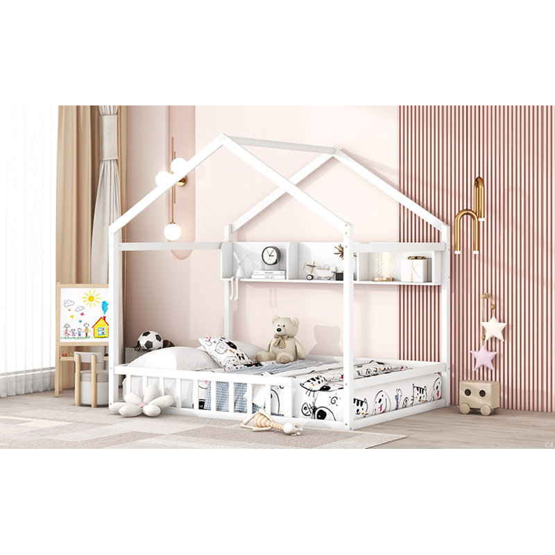Lit plateforme, Blanc, Lit double