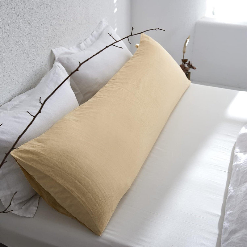 Housse de coussin corporel 100% lin pur 20 po x 54 po, Sable