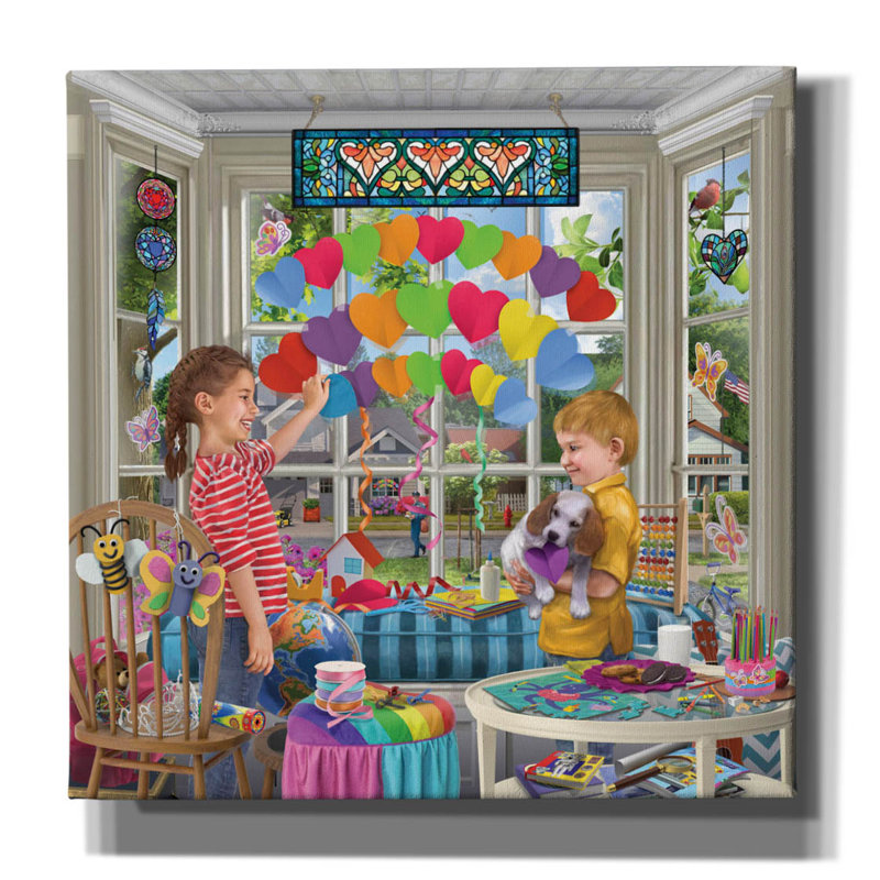 «Love Rainbow» par Bigelow, illustrations sur toile, H 26 po x l 26 po x P 1,5 po