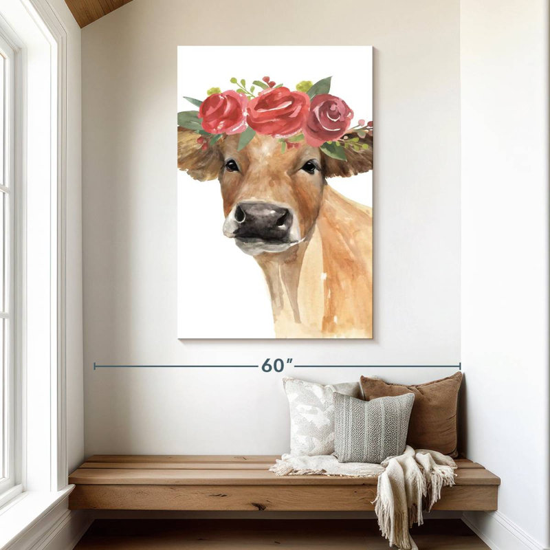Brampt Flowered Cow II, 48" H x 32" W