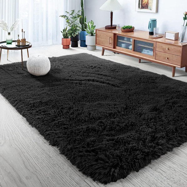 Fairmont Park Fallbrook Solid Colour Machine Woven Shaggy Black Area ...