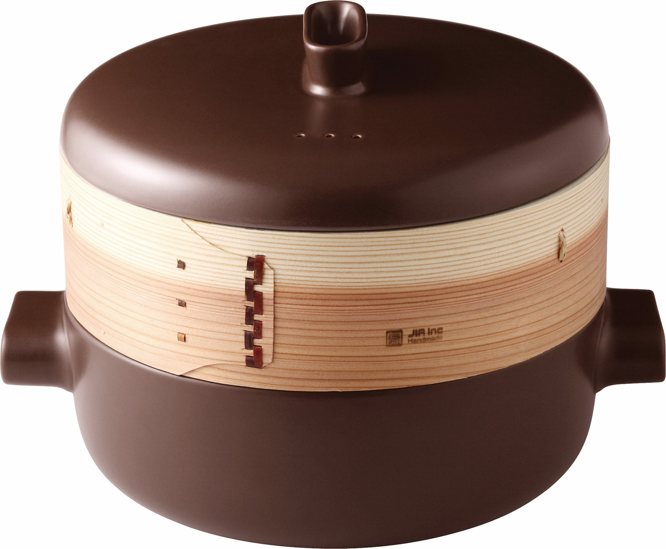 Jia Inc. Steamer with Lid, White/Brown