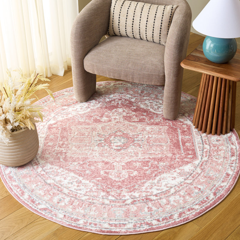 Lowrey Ivory Gray/Pink Rug, Runner 2' x 5'