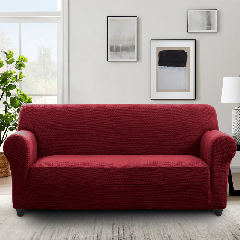 Premium Quality Stretchable Spandex Sofa Cover, 179cm H x 280cm W x 12cm D, Burgundy