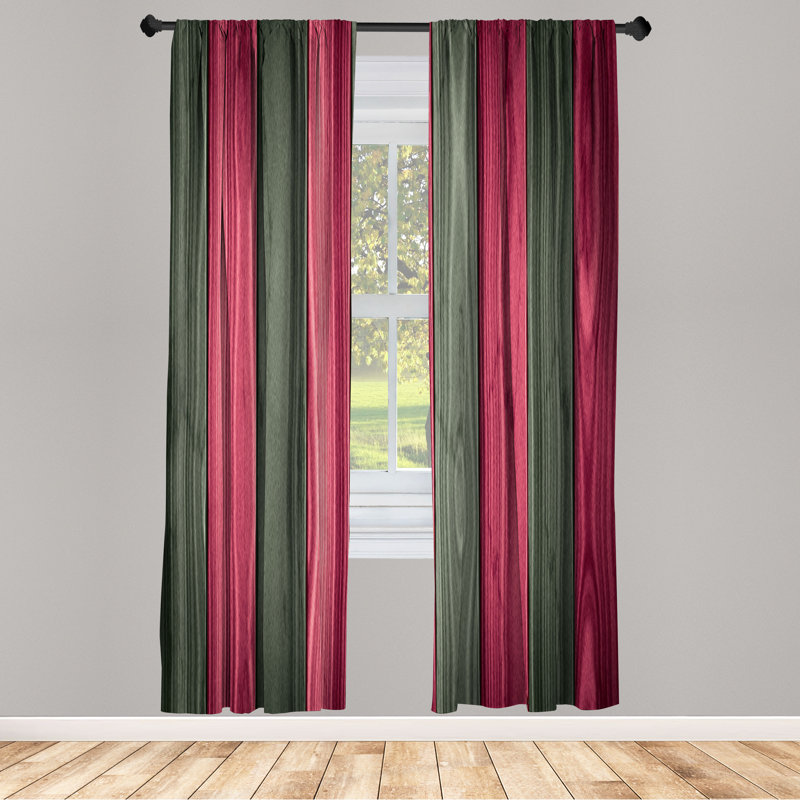 East Urban Home Rustic Curtains, Cottage Cabin Life Print Art, Pair of 28", Dark Coral, 28" W x 63" L