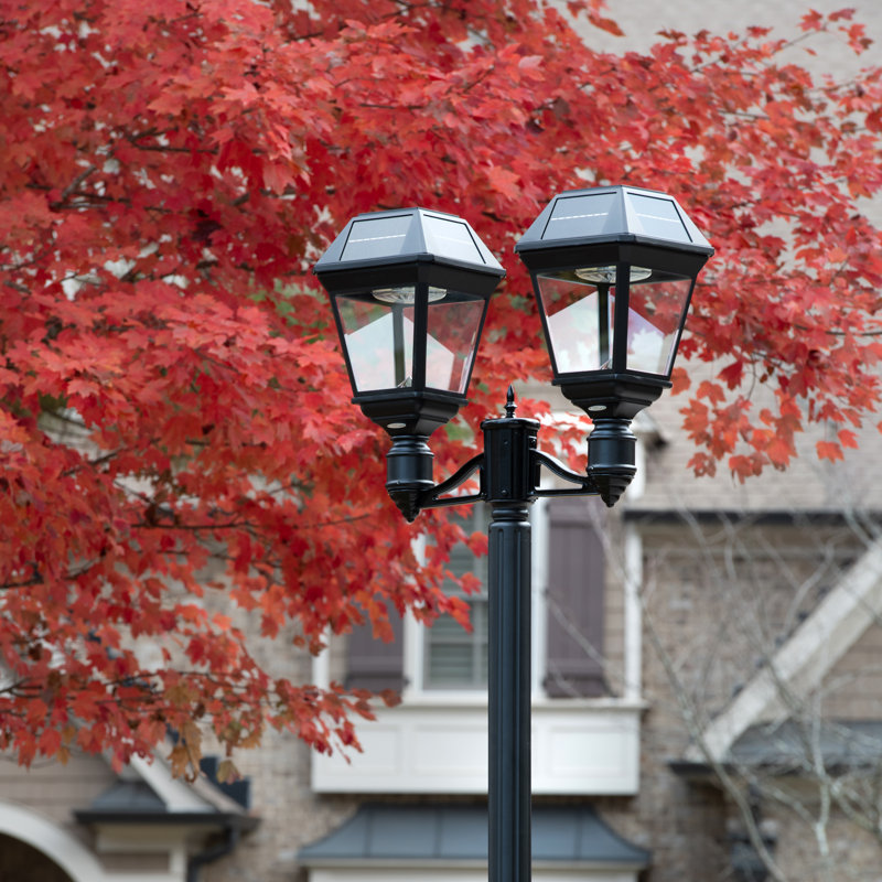 Imperial III Commercial Double Head Solar Post Light with Dual Color Temperature and 3" Fitter