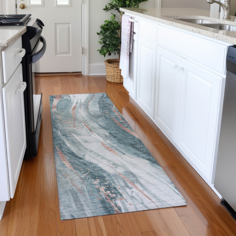 Premium Machine Washable Slesnick AMF1676 Swirls Rug, Runner 2'3" x 7'6"