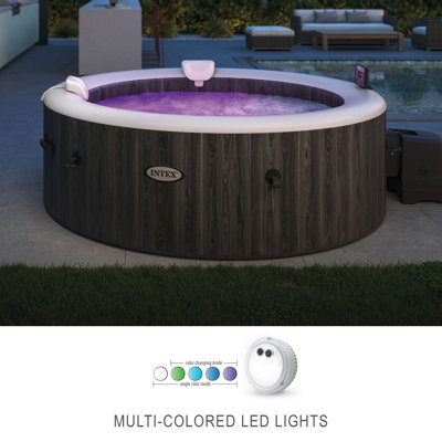 Intex 120 Volt 6 Person 140 - Jet Plastic Round Inflatable Hot Tub in Gray