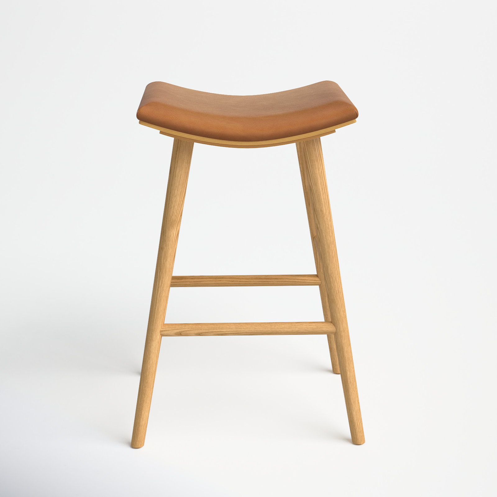 Schaeffer Solid Wood Stool, Bar Stool (30" Seat Height), Faux Leather - Sierra Butterscotch/Smoked Natural