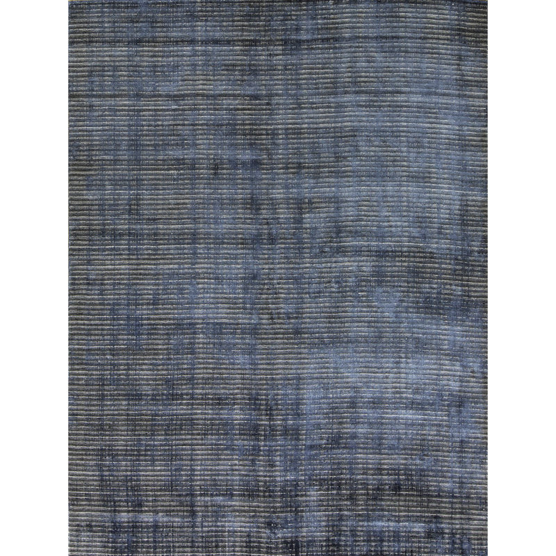 Tapis bleu marine noué à la main de haute qualité