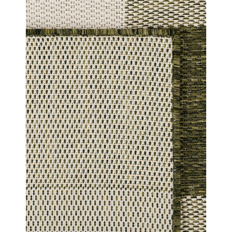Tereon Checkered Machine Made Power Loom Polypropylene Plastic Indoor/Outdoor Area Rug in Green, Rectangle 9' x 12'