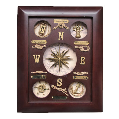 Décoration murale planche à noeds en bois compass rose