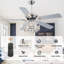 Ventilateur de plafond en cristal 52 po avec lumières et télécommande, ventilateur de plafond réversible à 6 vitesses Joahnna-829647831-829647833