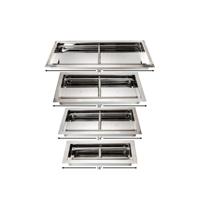 Casserole de foyer d'extérieur encastrée en acier inoxydable Dreffco, H 3 po x l 20,5 po x P 8,5 po
