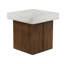 MGO Square Side Table [Antique White Top + Antique White+Natural Wood Frame]
