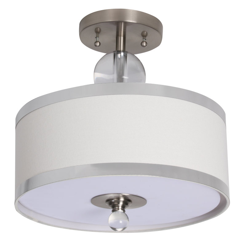 Brickey 2 - Light Silver Semi Flush Mount With White Shade