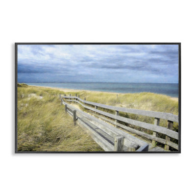  Sandy Boardwalk View White Framed Giclee Art by Graffi*tee Studios