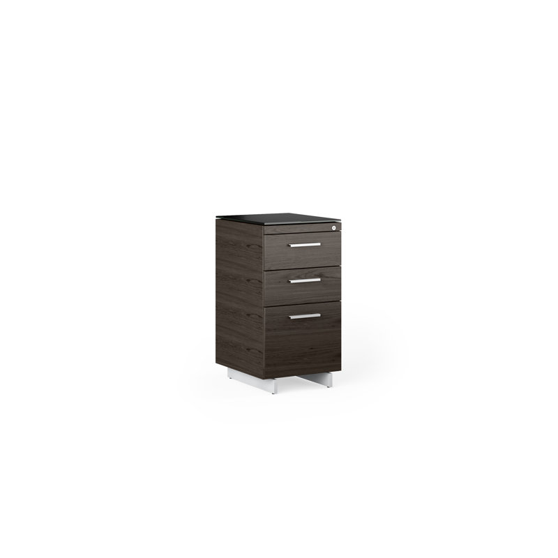 Sequel 20 3 - Drawer File Cabinet, Charcoal Stained Ash/Satin Nickel