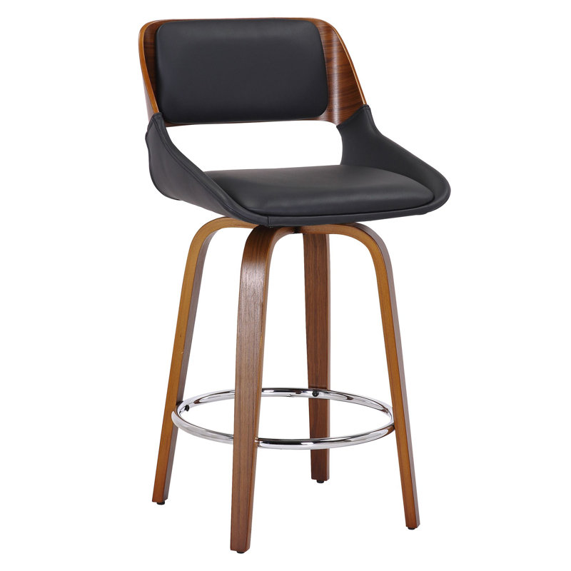 Tabouret de comptoir pivotant 26 po Platt, Noir/noyer