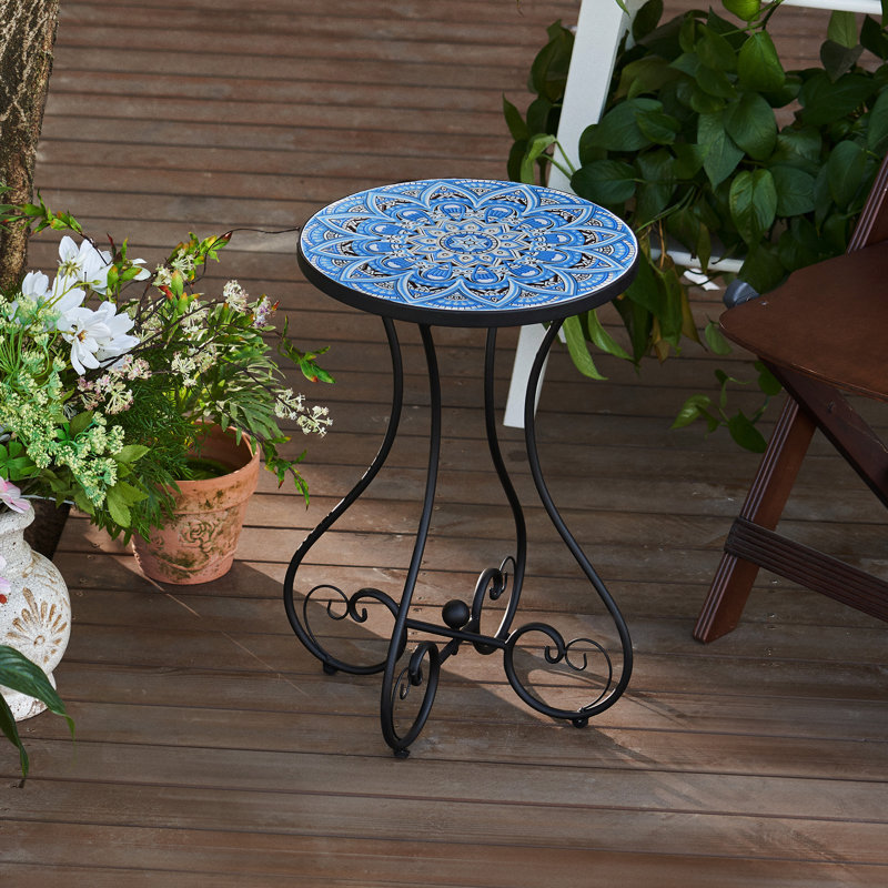 Aleesia Patio Side Table, Blue