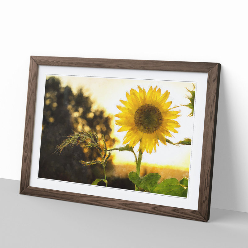 Sunflower Vol.2 - Picture Frame Painting, Walnut Framed, 36cm H x 48cm W x 2cm D