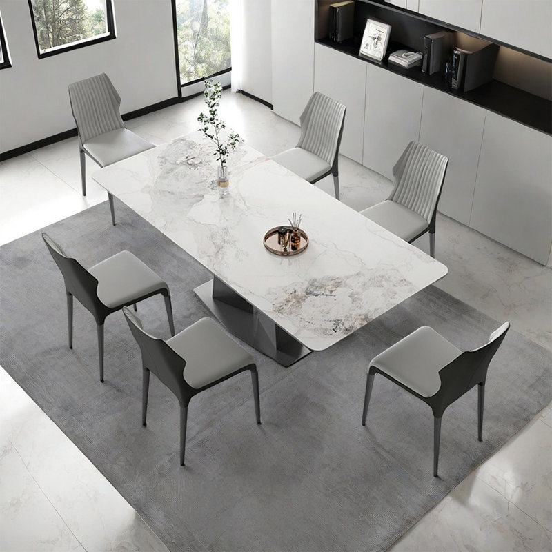 Light luxury high-end rectangular dining table set, 29.5"H x 59"L x 31.5"W