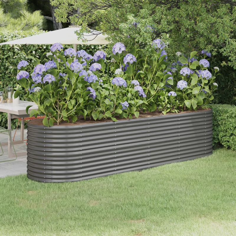 Garden Raised Bed Powder-coated Steel, Grey, 68 cm x 152 cm x 40 cm