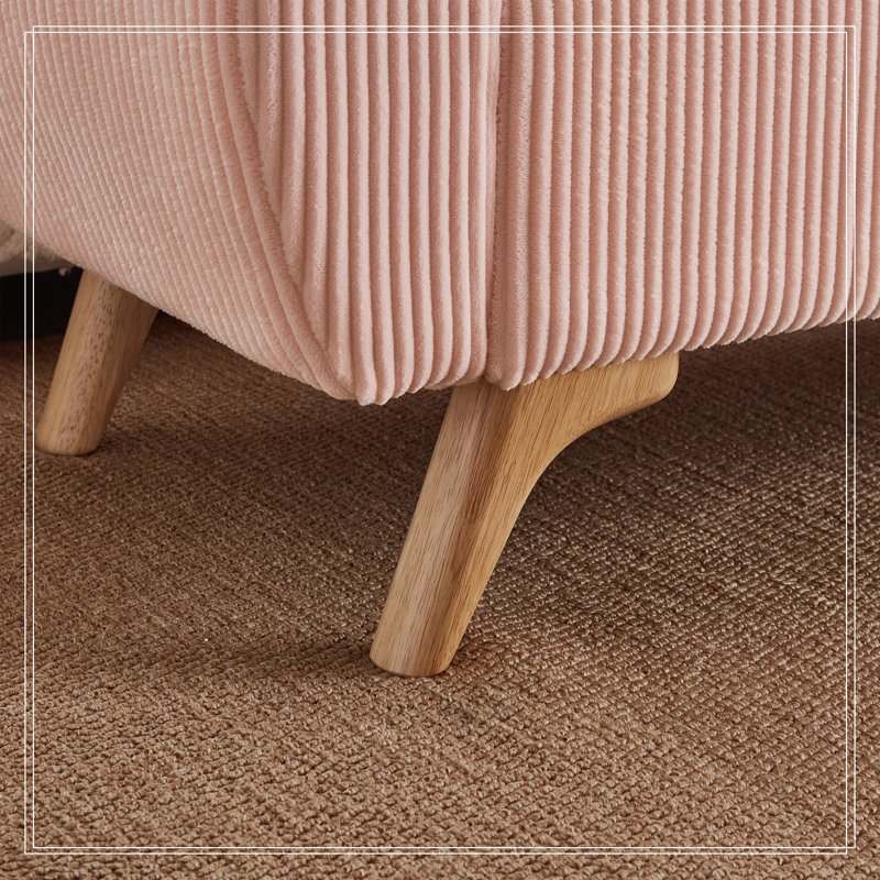 Banc rembourré en velours côtelé avec rangement rabattable, Rose