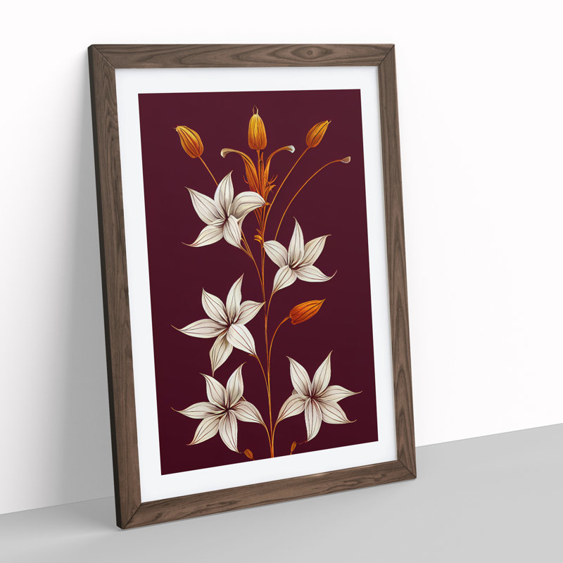 Flawless Flowers - Single Picture Frame Print, Walnut, 64cm H x 46cm W x 2cm D
