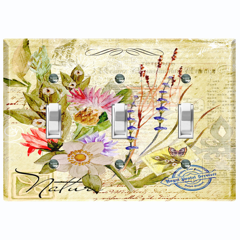 Plaque murale avec interrupteur à bascule fleurs et fleurs