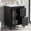 Meuble-lavabo 24 po avec lavabo, meuble-lavabo avec deux tiroirs et porte, tablette réglable, bois massif et panneau de fibres à densité moyenne-498493917