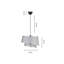 Lustre réglable élégant avec capuchon en tissu, gris et argent, 11,4 po x 8,3 po | Hauteur totale: 16,3 - 21,5 pouces | Type de douille: 1 x E27 de 40 W maximum, parfaite pour le décor du salon et de la salle à manger, indice de protection IP20-1941479338-1941479348