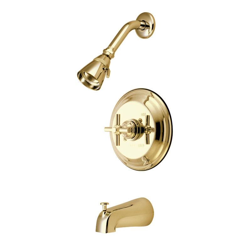 Thermostatic Tub and Shower Faucet Trim, Polished Brass