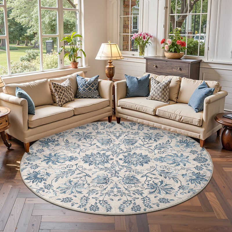 Tapis géométrique lavable antidérapant à motif géométrique, Bleu foncé intemporel, 6'R