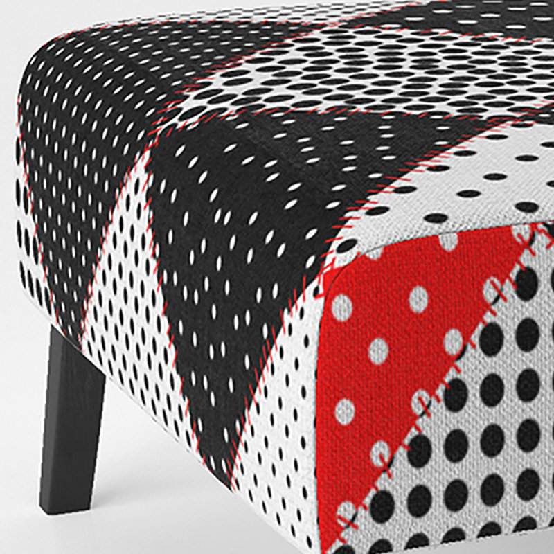 Black And White Patchwork - Upholstered Patterned Accent Slipper Chair